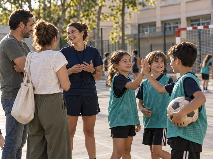 Encuentro entre familias y equipo deportivo
